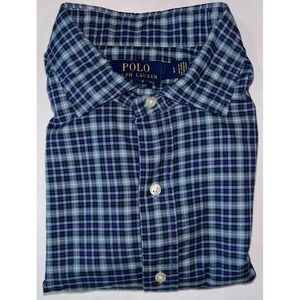 Polo by Ralph Lauren Purple Plaid Men's‎ Classic Fit Shirt Size LARGE Cotton